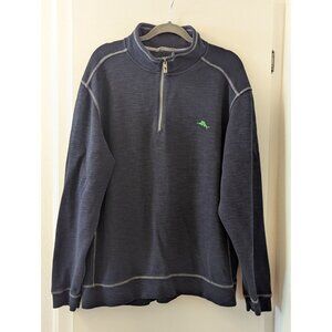 Tommy Bahama Big & Tall Montego Navy Quarter-Zip Pullover Sweatshirt Size XXL